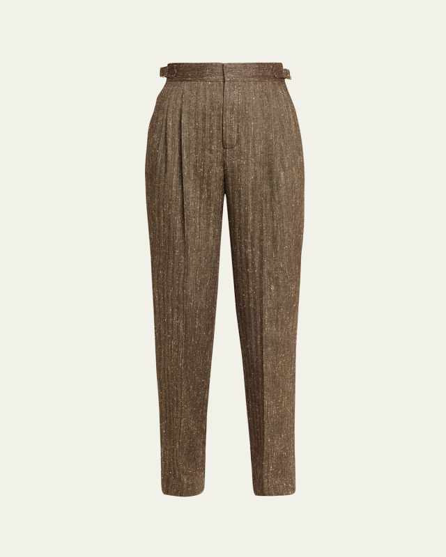 Malik Pleated Straight-Leg Trousers